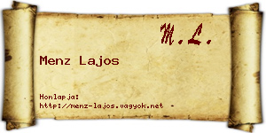 Menz Lajos névjegykártya